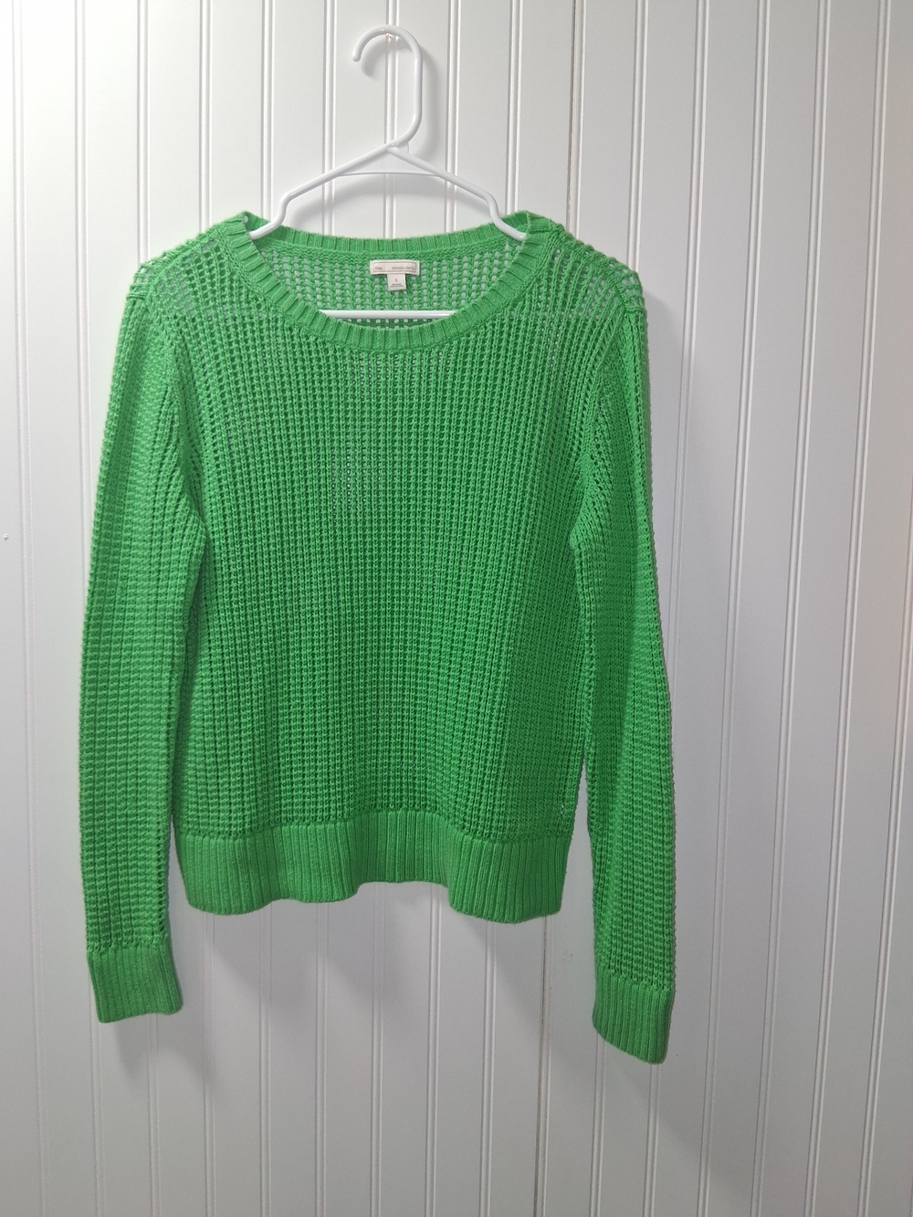 GAP Lime Green Waffle Knit Round Neck Sweater Sz S